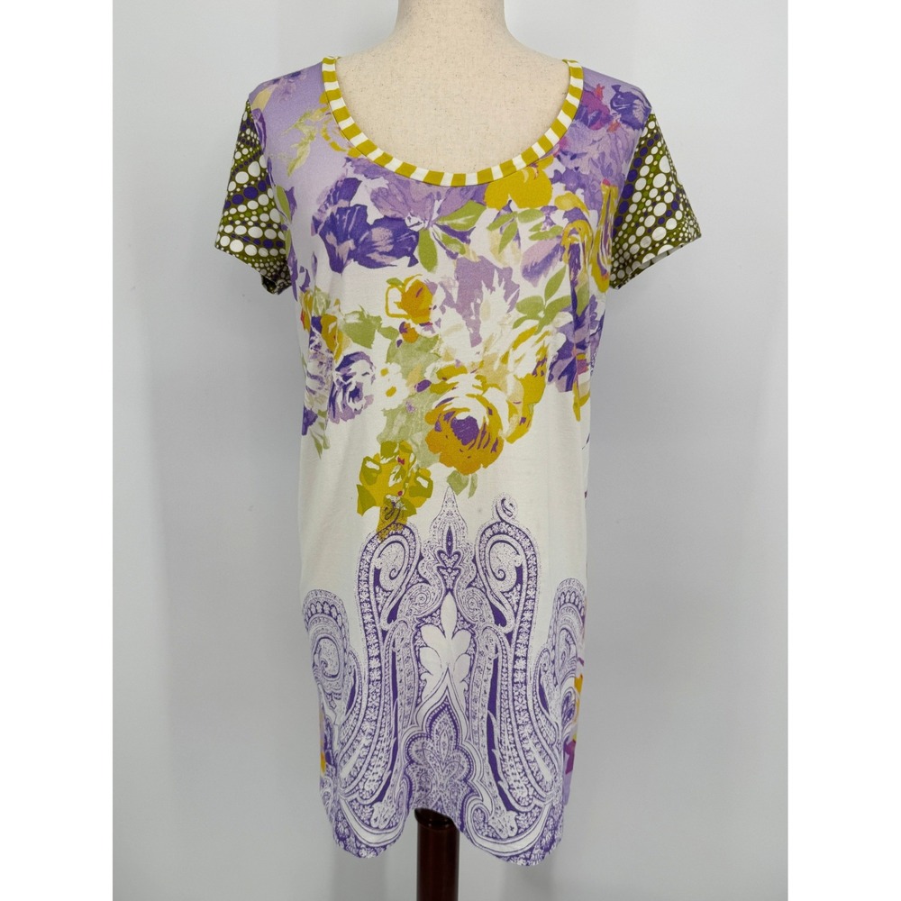 ETRO Milano Shirt Dress 46 Purple Floral Paisley Boho Chic Made In Italy